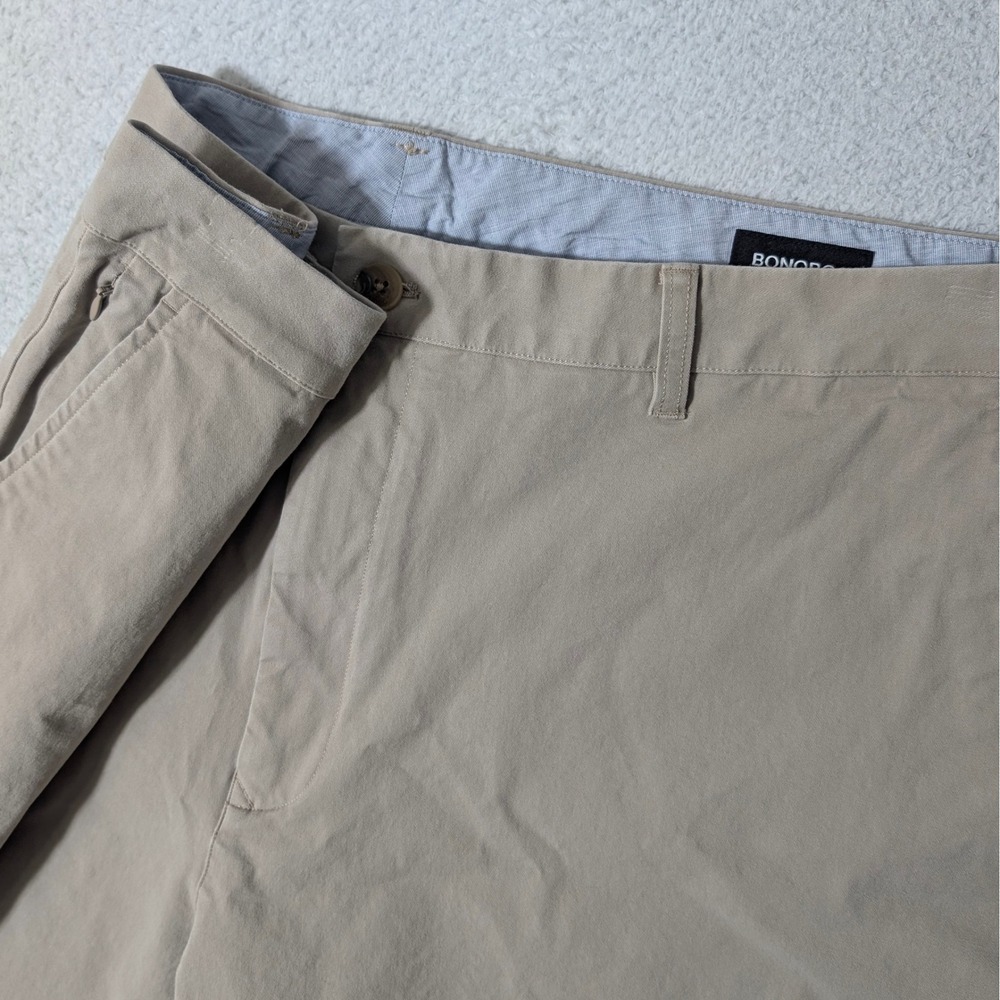 Bonobos Shorts Mens 46/7 Khaki Stretch Standard Fit Chino Zip pocket